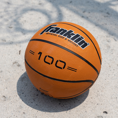 FRANKLIN<sup>&reg;</sup>100 Basketball- Take your game to the next level. Official Size and Weight specifications, 29.5" circumference, Precision Stitched with Grip Rite deep pebble, tacky touch rubber surface for increased grip and control. Long lasting air bladder and extremely durable. 
